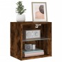 Mesitas de noche de pared con luces LED 2 uds roble ahumado de , Muebles TV - Ref: Foro24-837073, Precio: 58,47 €, Descuento: %