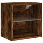 Mesitas de noche de pared con luces LED 2 uds roble ahumado de , Muebles TV - Ref: Foro24-837073, Precio: 58,47 €, Descuento: %