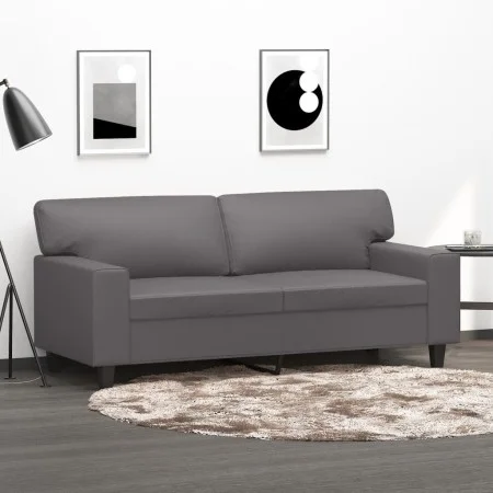 Sofá de 2 plazas de cuero sintético gris 140 cm de , Sofás - Ref: Foro24-359419, Precio: 281,53 €, Descuento: %