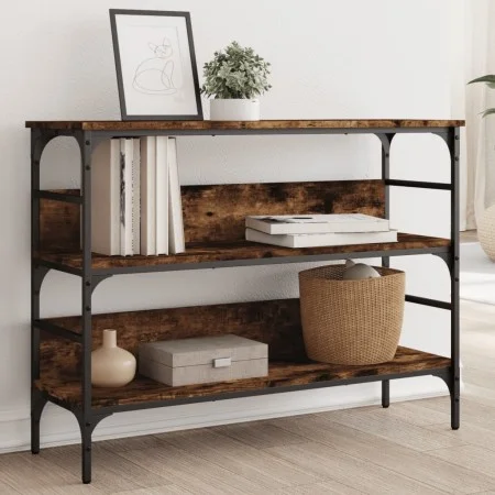 Mesa consola madera de ingeniería roble ahumado 100x32x75 cm de , Mesas auxiliares - Ref: Foro24-839060, Precio: 64,96 €, Des...
