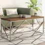 Mesa de centro de acero inoxidable plateado y madera maciza de , Mesas de centro - Ref: Foro24-349941, Precio: 91,62 €, Descu...