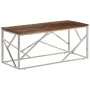 Mesa de centro de acero inoxidable plateado y madera maciza de , Mesas de centro - Ref: Foro24-349941, Precio: 91,62 €, Descu...