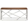 Mesa de centro de acero inoxidable plateado y madera maciza de , Mesas de centro - Ref: Foro24-349941, Precio: 92,73 €, Descu...