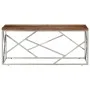 Mesa de centro de acero inoxidable plateado y madera maciza de , Mesas de centro - Ref: Foro24-349941, Precio: 91,62 €, Descu...