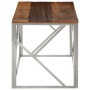 Mesa de centro de acero inoxidable plateado y madera maciza de , Mesas de centro - Ref: Foro24-349941, Precio: 92,73 €, Descu...