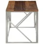 Mesa de centro de acero inoxidable plateado y madera maciza de , Mesas de centro - Ref: Foro24-349941, Precio: 91,62 €, Descu...