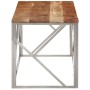 Mesa de centro acero inoxidable plateado y madera maciza acacia de , Mesas de centro - Ref: Foro24-349943, Precio: 81,11 €, D...