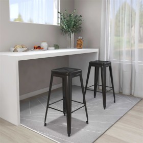 Taburetes de bar apilables 2 unidades de metal negro de vidaXL, Taburetes de cocina - Ref: Foro24-248147, Precio: 176,04 €, D...