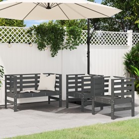 Juego de muebles de jardín 3 pzas madera maciza de pino gris de , Conjuntos de jardín - Ref: Foro24-825144, Precio: 180,11 €,...