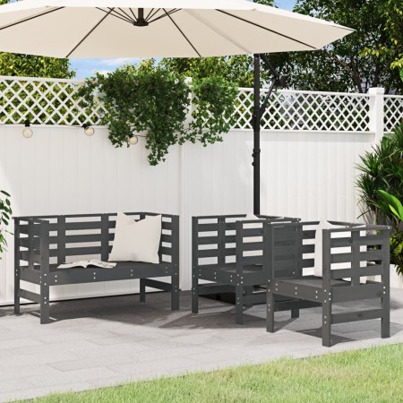 Juego de muebles de jardín 3 pzas madera maciza de pino gris de , Conjuntos de jardín - Ref: Foro24-825144, Precio: 180,11 €,...