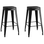 Taburetes de bar apilables 2 unidades de metal negro de vidaXL, Taburetes de cocina - Ref: Foro24-248147, Precio: 137,61 €, D...