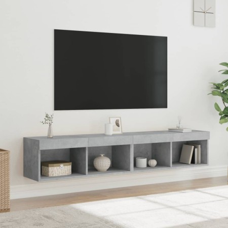 Muebles de TV con luces LED 2 uds gris hormigón 80x30x30 cm de , Muebles TV - Ref: Foro24-837148, Precio: 70,82 €, Descuento: %
