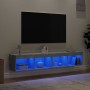 Muebles de TV con luces LED 2 uds gris hormigón 80x30x30 cm de , Muebles TV - Ref: Foro24-837148, Precio: 70,82 €, Descuento: %