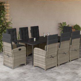 Set comedor de jardín 9 pzas cojines ratán sintético gris claro en Conjuntos de jardín | Comprar online en Foru.es