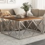Mesa de centro de acero inoxidable plateado y madera maciza de , Mesas de centro - Ref: Foro24-349981, Precio: 145,71 €, Desc...