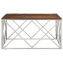 Mesa de centro de acero inoxidable plateado y madera maciza de , Mesas de centro - Ref: Foro24-349981, Precio: 145,71 €, Desc...