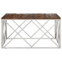 Mesa de centro de acero inoxidable plateado y madera maciza de , Mesas de centro - Ref: Foro24-349981, Precio: 145,71 €, Desc...