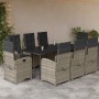 Set comedor de jardín 9 pzas cojines ratán sintético gris claro en Conjuntos de jardín | Comprar online en Foru.es