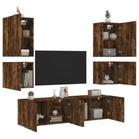 Muebles de TV de pared 6 pzas madera ingeniería roble ahumado de , Muebles TV - Ref: Foro24-3216475, Precio: 193,78 €, Descue...