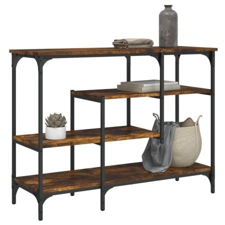 Mesa consola con estantes roble ahumado 100x35x75 cm de , Mesas auxiliares - Ref: Foro24-837789, Precio: 57,40 €, Descuento: %