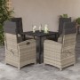 Set comedor de jardín 5 pzas cojines ratán sintético gris claro en Conjuntos de jardín | Comprar online en Foru.es