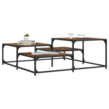 Mesa de centro madera de ingeniería roble ahumado 107x107x40 cm de , Mesas de centro - Ref: Foro24-837754, Precio: 50,18 €, D...