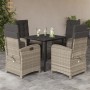 Set comedor de jardín 5 pzas cojines ratán sintético gris claro en Conjuntos de jardín | Comprar online en Foru.es