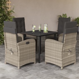 Set comedor de jardín 5 pzas cojines ratán sintético gris claro en Conjuntos de jardín | Comprar online en Foru.es