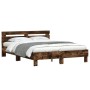Cama con cabecero madera de ingeniería roble ahumado 140x190 cm de , Camas y somieres - Ref: Foro24-3207438, Precio: 159,37 €...