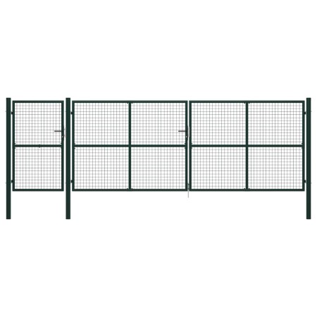 Puerta de jardín de acero verde 500x150 cm de vidaXL, Puertas de jardín - Ref: Foro24-144319, Precio: 701,13 €, Descuento: %