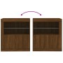 Aparador con luces LED roble marrón 60,5x37x67 cm de , Aparadores - Ref: Foro24-836622, Precio: 93,57 €, Descuento: %