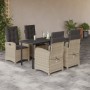 Set comedor de jardín 5 pzas cojines ratán sintético gris claro en Conjuntos de jardín | Comprar online en Foru.es