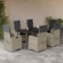 Set comedor jardín 7 pzas y cojines ratán sintético gris claro en Conjuntos de jardín | Comprar online en Foru.es