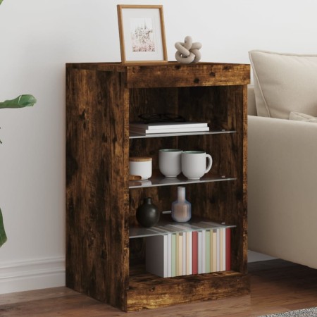 Aparador con luces LED roble ahumado 41x37x67 cm de , Aparadores - Ref: Foro24-836725, Precio: 54,83 €, Descuento: %