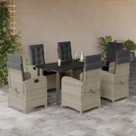 Set comedor jardín 7 pzas y cojines ratán sintético gris claro en Conjuntos de jardín | Comprar online en Foru.es