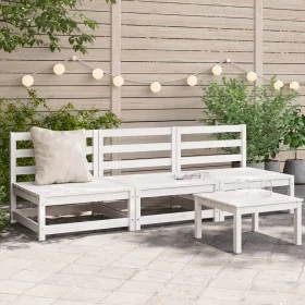 Sofás jardín sin reposabrazos 3 uds madera blanco 70x70x67 cm de , Sofás modulares de exterior - Ref: Foro24-837929, Precio: ...