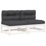 Garden sofas without armrests with cushions 2 units white wood by , Modular outdoor sofas - Ref: Foro24-838087, Price: 145,15...
