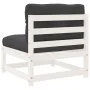 Sofás jardín sin reposabrazos con cojines 2 uds madera blanco de , Sofás modulares de exterior - Ref: Foro24-838087, Precio: ...