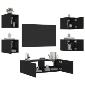 Muebles de TV de pared con luces LED 5 piezas negro de , Muebles TV - Ref: Foro24-3216861, Precio: 178,45 €, Descuento: %