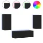 Muebles de TV de pared con luces LED 3 piezas negro de , Muebles TV - Ref: Foro24-3216868, Precio: 168,99 €, Descuento: %