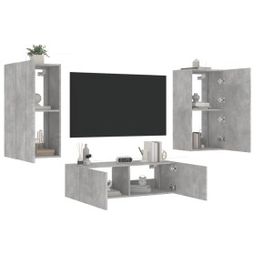 Muebles de TV de pared con luces LED 3 piezas gris hormigón de , Muebles TV - Ref: Foro24-3216877, Precio: 175,64 €, Descuent...