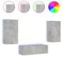 Muebles de TV de pared con luces LED 3 piezas gris hormigón de , Muebles TV - Ref: Foro24-3216877, Precio: 175,64 €, Descuent...