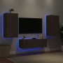 Muebles de TV de pared con luces LED 3 piezas marrón roble de , Muebles TV - Ref: Foro24-3216880, Precio: 171,00 €, Descuento: %