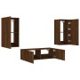 Muebles de TV de pared con luces LED 3 piezas marrón roble de , Muebles TV - Ref: Foro24-3216880, Precio: 171,00 €, Descuento: %