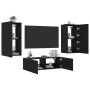 Muebles de TV de pared con luces LED 3 piezas negro de , Muebles TV - Ref: Foro24-3216875, Precio: 188,94 €, Descuento: %