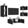 Muebles de TV de pared con luces LED 4 piezas negro de , Muebles TV - Ref: Foro24-3216882, Precio: 184,94 €, Descuento: %