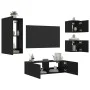 Muebles de TV de pared con luces LED 4 piezas negro de , Muebles TV - Ref: Foro24-3216882, Precio: 182,63 €, Descuento: %