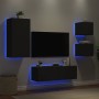 Muebles de TV de pared con luces LED 4 piezas negro de , Muebles TV - Ref: Foro24-3216882, Precio: 184,94 €, Descuento: %
