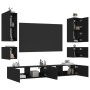 Muebles de TV de pared con luces LED 6 piezas negro de , Muebles TV - Ref: Foro24-3216889, Precio: 294,95 €, Descuento: %