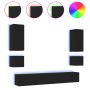 Muebles de TV de pared con luces LED 6 piezas negro de , Muebles TV - Ref: Foro24-3216889, Precio: 294,95 €, Descuento: %